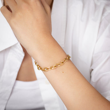 Sterling Silver Gold Plated Chunky 7mm Link 16.5+3cm Bracelet