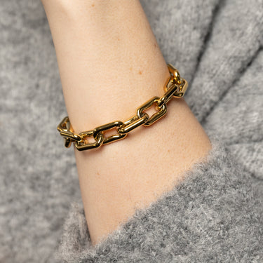 Stainless Steel Gold Plated Chunky Link 17.5+4cm Bracelet