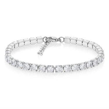 Stainless Steel Cubic Zirconia Tennis 17+3cm Bracelet