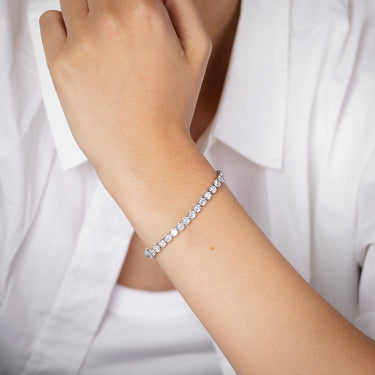 Stainless Steel Cubic Zirconia Tennis 17+3cm Bracelet