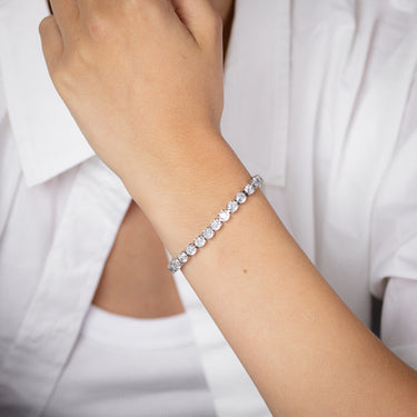 Stainless Steel Cubic Zirconia Tennis 17+3cm Bracelet
