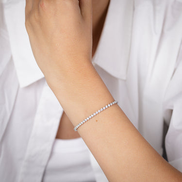 Stainless Steel 3mm Cubic Zirconia 25.5cm Bracelet