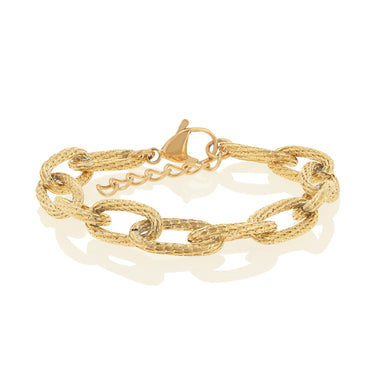 Stainless Steel Gold Plated 8.5mm Chunky 18.5+3cm Bracelet