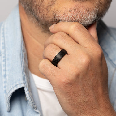 Textured Black Stainless Steel Ring