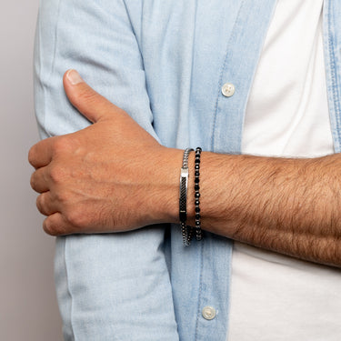 Multi-Strand Beaded Chain Stainless Steel Bracelet