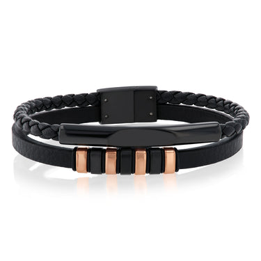 Multi-Strand Leather Bracelet with Rose Gold Accent