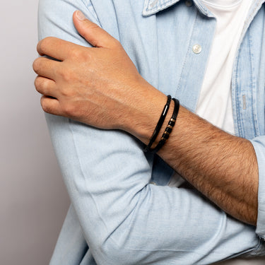 Multi-Strand Leather Bracelet with Rose Gold Accent