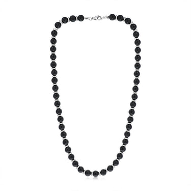 Black Beaded Necklace with Silver Spacers