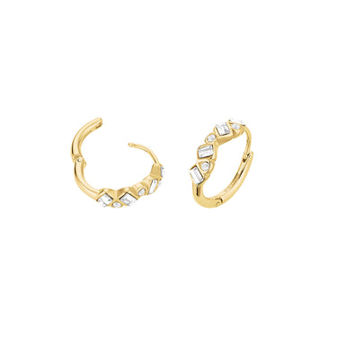 Rosefield Playful Crystals Baguette and Round Hoops