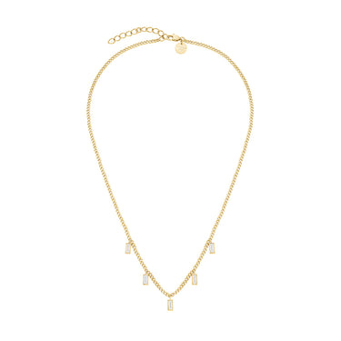 Rosefield Gold Playful Crystals Baguette Dangling Necklace