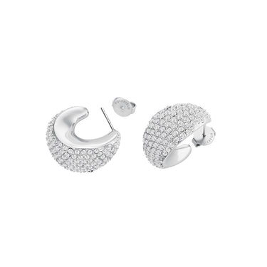 Rosefield Pavé Half Moon Silver Hoops