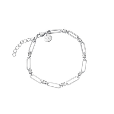 Rosefield Round Crystals and Paperclip Silver Bracelet