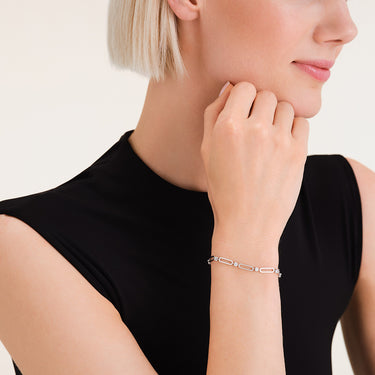 Rosefield Round Crystals and Paperclip Silver Bracelet