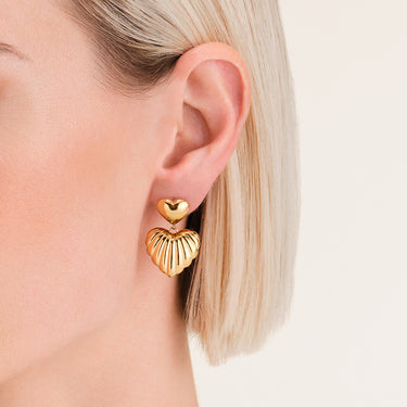 Rosefield Double Heart Pendant Earrings