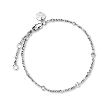 Rosefield Triple Swarovski Crystals Dotted Chain Silver Bracelet