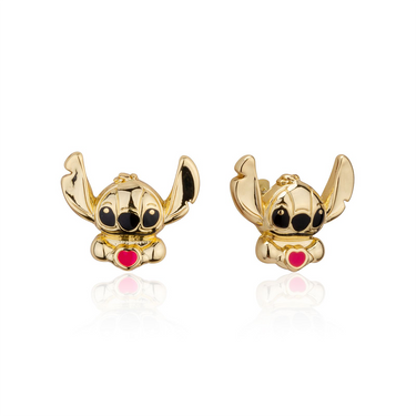 Disney Stitch Love Yellow Gold Plated Stainless Steel Stud Earrings