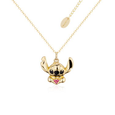 Disney Stitch Love Yellow Gold Plated Stainless Steel Necklace