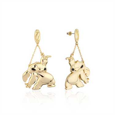 Disney Stitch Yellow Gold Plated Stainless Steel Drop Earrings