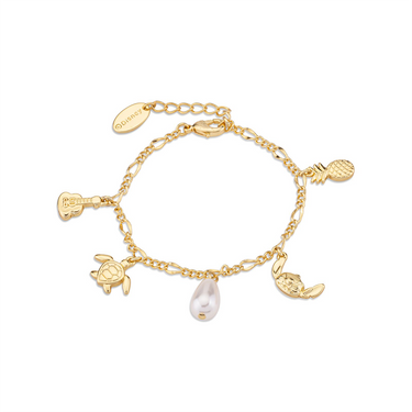 Disney Stitch Charm Yellow Gold Plated Stainless Steel Bracelet