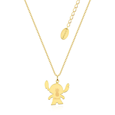 Disney Stitch Ohana Yellow Gold Plated Stainless Steel Necklace
