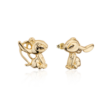 Disney Angel and Stitch Yellow Gold Plated Stainless Steel Stud Earrings