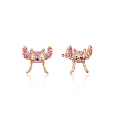 Disney Crystal Angel Yellow Gold Plated Stainless Steel Stud Earrings