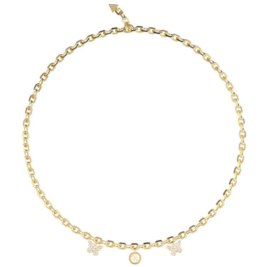 Guess Gold Plated Stainless Steel Borboleta & 4G Charm Necklace
