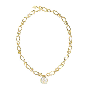 Guess Gold Plated Stainless Steel Pearly G Charm Necklace
