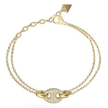 Guess Gold Plated Stainless Steel Marine Pave Link Bracelet