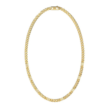 Guess Gold Plated Stainless Steel 4G Curb Chain Pave Necklace