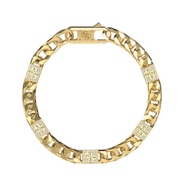 Guess Gold Plated Stainless Steel 4G Curb Chain Pave Bracelet