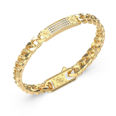 Guess Gold Plated Stainless Steel 4G Tag Pave 7mm Bracelet