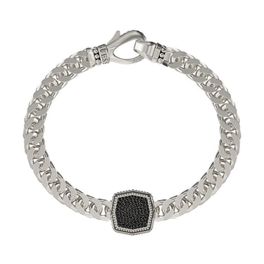 Guess Stainless Steel Octagon Pave Chain 6mm Bracelet