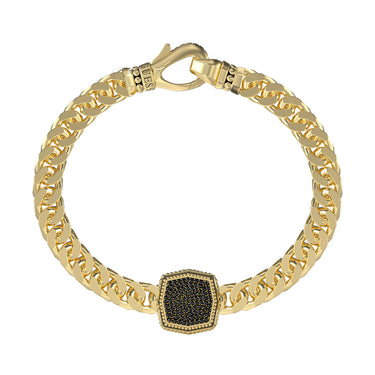 Guess Gold Plated Stainless Steel Octagon Pave Chain 6mm Bracelet