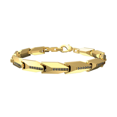 Guess Gold Plated Stainless Steel Matte Crystals 14mm Bracelet