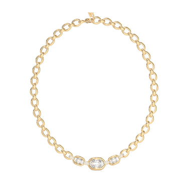 Guess Yellow Gold Plated Stainless Steel Radiosa 16-18-inch Gemstone Maxi Necklace