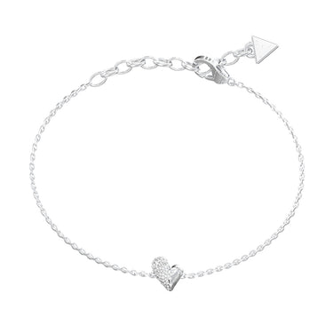 Guess Stainless Steel Golden Love 9mm Fluid Heart Pave Bracelet
