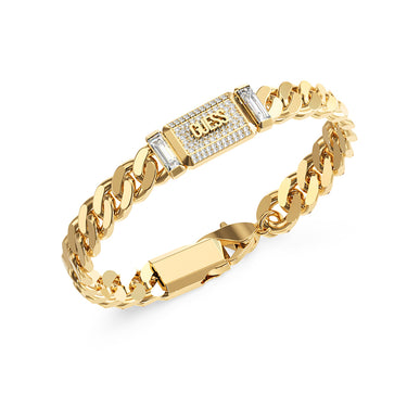 Guess Yellow Gold Plated Stainless Steel Barrio Supremo Tag Bracelet