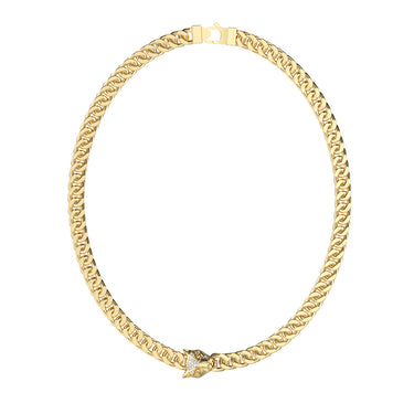 Guess Yellow Gold Plated Stainless Steel 21-inch Panther Chain Necklace
