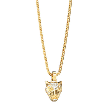 Guess Yellow Gold Stainless Steel 26-inch Panther Pave Necklace