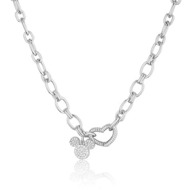 Couture Kingdom Disney Mickey Charm White Gold Plated Stainless Steel Necklace