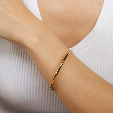 Stainless Steel Yellow Gold Plated 65mm Golf Bangle