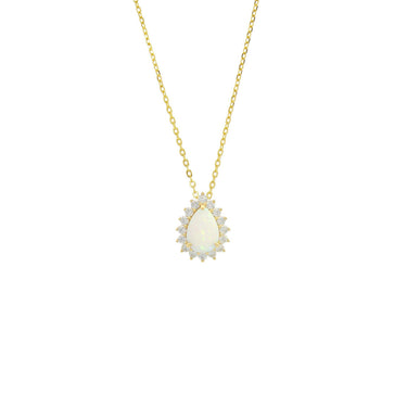 OPAL GLOW ROZELLE WHITE CREATED OPAL PENDANT GOLD