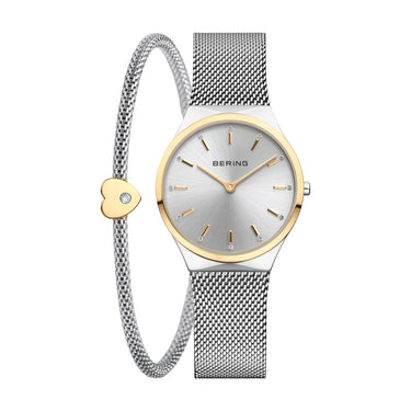 Bering Classic Gift Set 31mm Gold Silver Stainless Steel Strap with matching Bracelet Watch