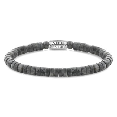 Rebel and Rose Slices - Larvakite Dark Grey 6mm Bracelet