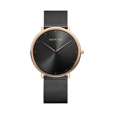 Bering Ultra Slim 39mm Black Milanese Strap Watch