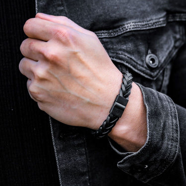 Rebel and Rose Full Metal Braided Black Black Bracelet