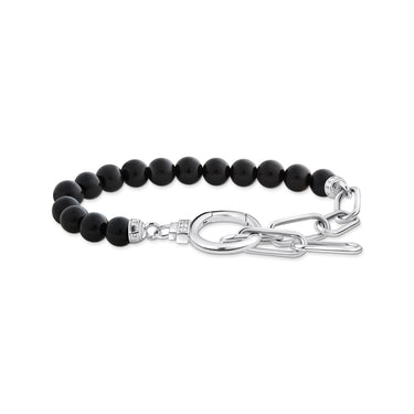 THOMAS SABO Bracelet with Onyx Beads and White Zirconia