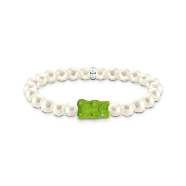 THOMAS SABO Pearl bracelet with green goldbears