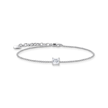 THOMAS SABO Bracelet with square stone pendant in white silver